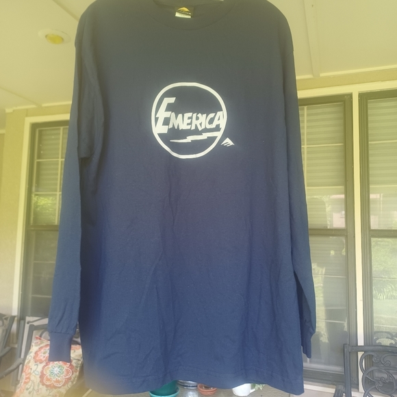 VINTAGE SINGLE STITCH EMERICA SKATEBOARD LONG SLEEVE TEE NWOT LARGE BLUE - Picture 10 of 16